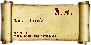 Mager Arnó névjegykártya
